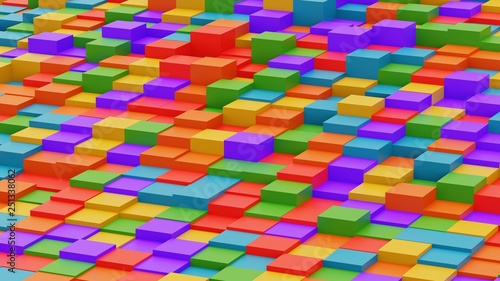 3D rendered rainbow colored abstract cubes