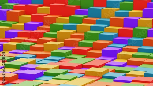 3D rendered rainbow colored abstract cubes