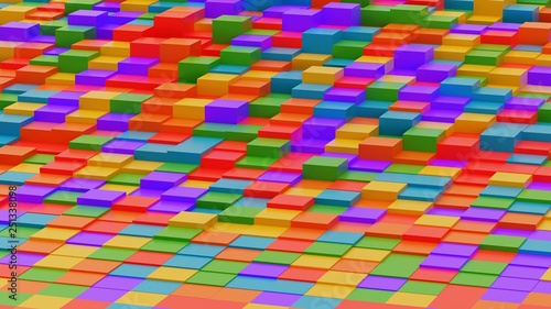 3D rendered rainbow colored abstract cubes