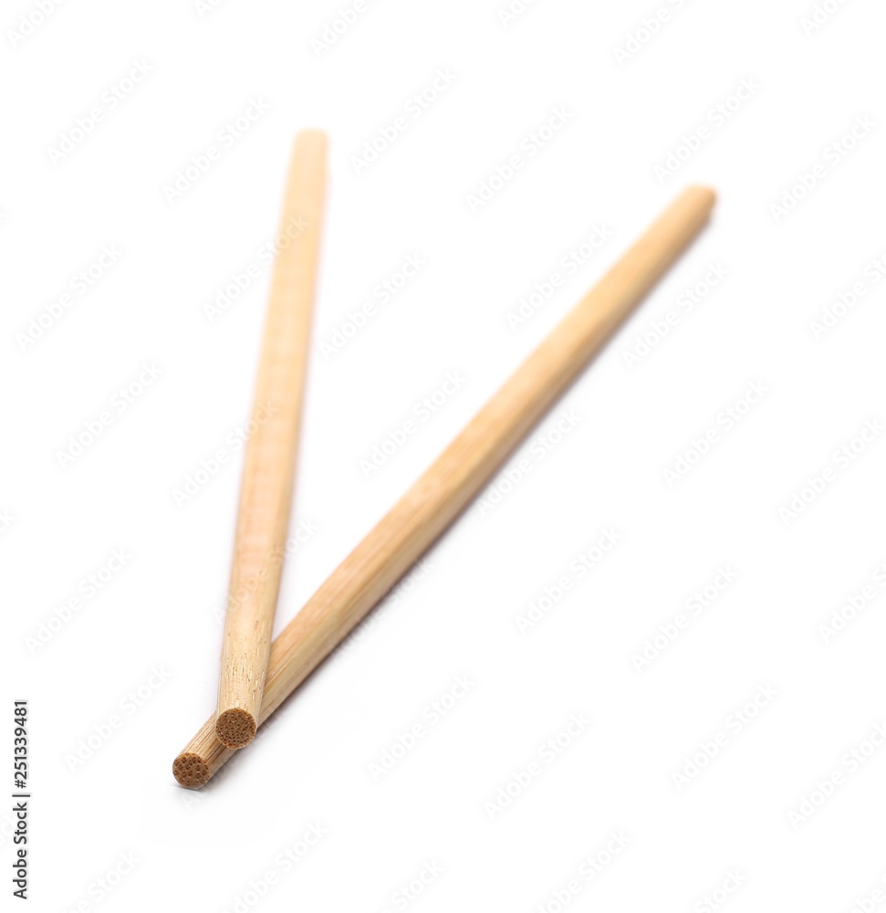 Asian wooden chopsticks isolated on white background Asian wooden chopsticks isolated on white background