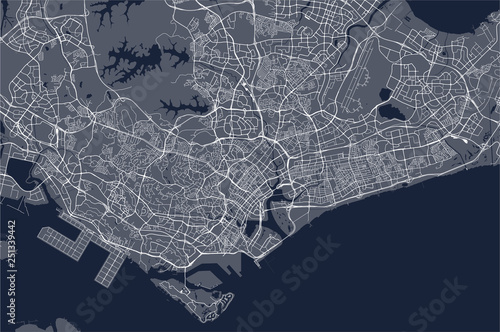 map of the city of Singapore, Republic of Singapore