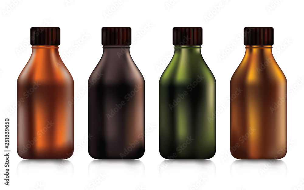 Set of plastic bottles in small size for food drink or medicine and cosmetic on a white background. Set of plastic bottles in small size for food drink or medicine and cosmetic on a white background.