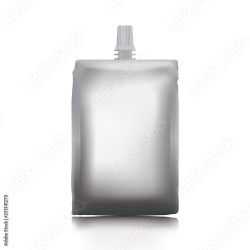 Empty plastic envelope with a lid for food or drink.