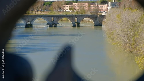 Puente Milvio enmarcado, IV. Río Tíber. Roma. Italia photo