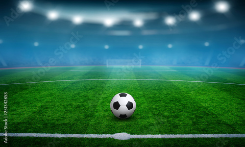 Soccer ball on stadium with illumination © Alekss