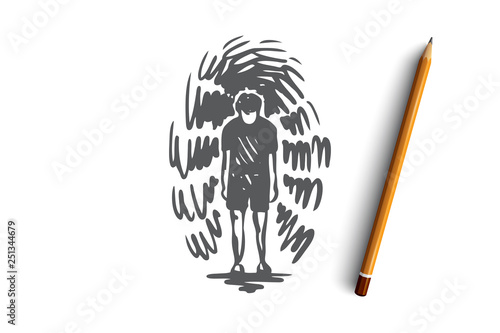Depression, person, sad, emotion, unhappy concept. Hand drawn isolated vector.