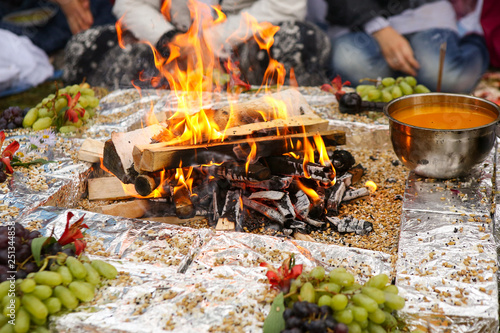 traditional indian yagya (puja), fire ritual