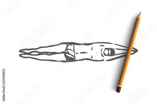 Breaststroke, swim, sport, pool, swimmer concept. Hand drawn isolated vector.