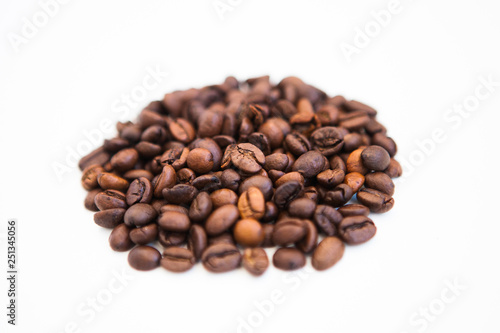 Coffee beans on a white ground