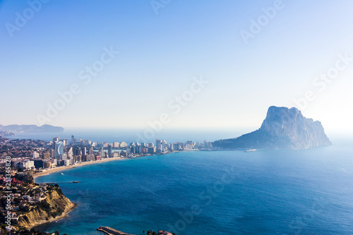 Panoramic view of the Calpe bay and the Peñón de Ifach, from the viewpoint of Morro de Toix