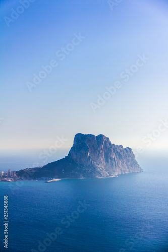Panoramic view of the Calpe bay and the Pe    n de Ifach  from the viewpoint of Morro de Toix
