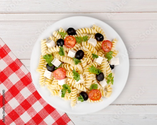 Delicious italian pasta in white plate