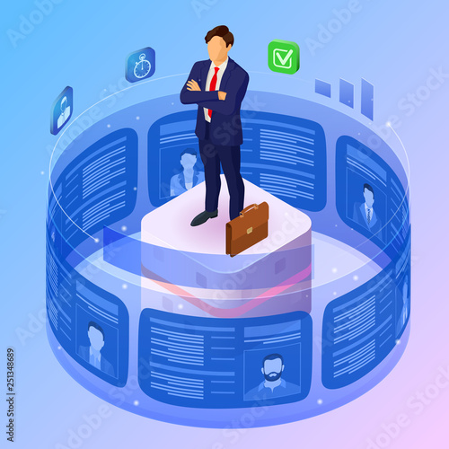 Isometric Job Agency Employment and Hiring Concept