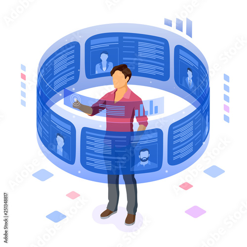 Isometric Job Agency Employment and Hiring Concept