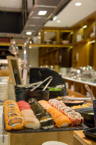  delicous Japanese food buffet in restaurant