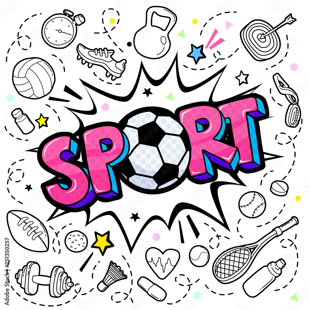 Message Sport with soccer ball in pop art style Message Sport with soccer ball in pop art style