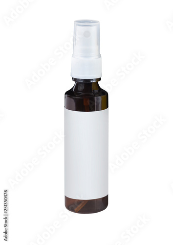 spray brown plastic bottle with blank label mockup