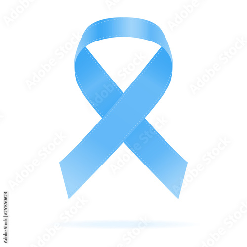 Realistic Blue Ribbon. World Prostate Cancer Day Concept Isolated On A White Background. Vector Illustration. Healthcare Concept.