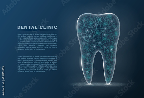 Healthy Tooth With Glowing Effect, Teeth Whitening Concept Isolated On A Background. Vector Illustration. Healthcare Concept.