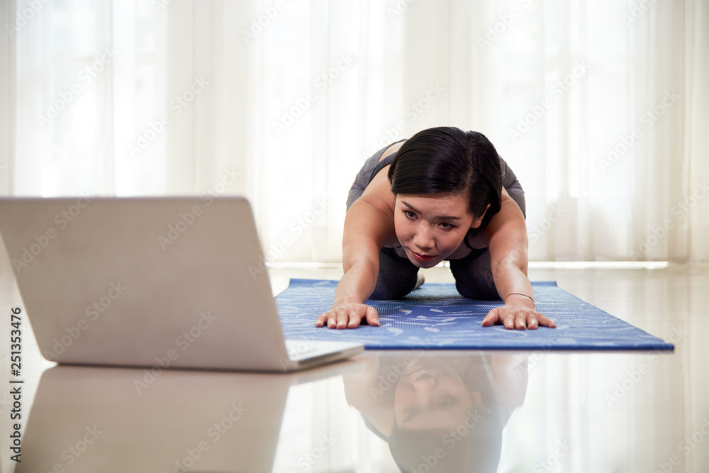 Woman using laptop for training Woman using laptop for training