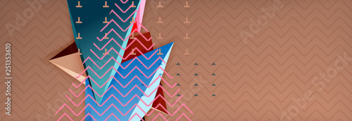 3d triangular shapes geometric background. Origami style pattern with triange shapes for decorative design. Poster design. Line design. Modern presentation template