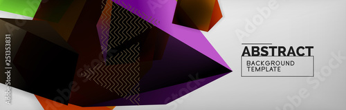 Dark 3d triangular low poly shapes abstract background