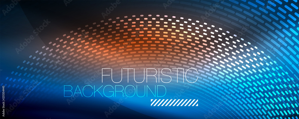 Glowing light particles in dark neon space, magic glow shiny abstract background Glowing light particles in dark neon space, magic glow shiny abstract background