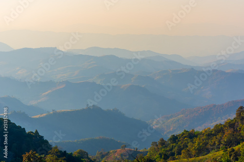 Landscape of sunrise on Mountain at  of  Doi Pha Phueng  NAN Thailand