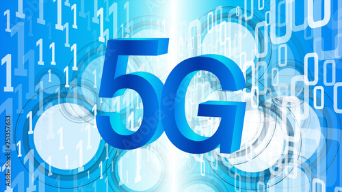 Faster speed internet 5G, programming software abstract backdrop, vector binary code numbers