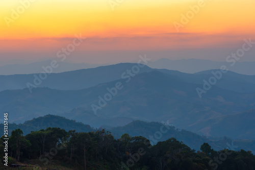 Landscape of sunrise on Mountain at of Doi Pha Phueng ,NAN,Thailand