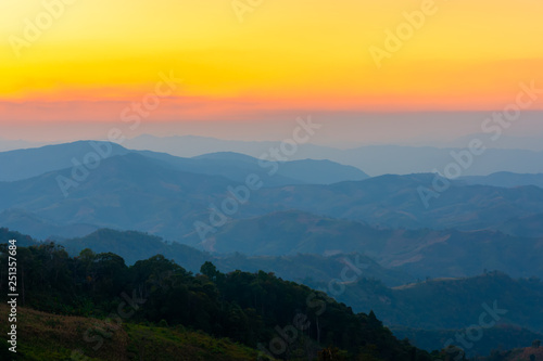 Landscape of sunrise on Mountain at of Doi Pha Phueng ,NAN,Thailand