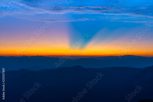 Landscape of sunrise on Mountain at of Doi Pha Phueng ,NAN,Thailand