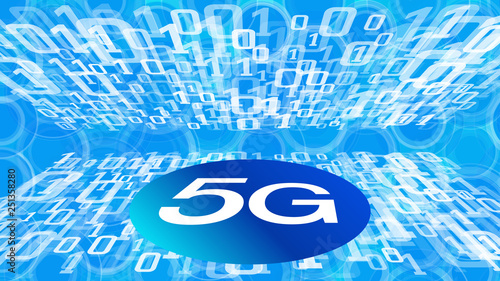 Security threats 5G, cyber space abstraction numbers vector binary code