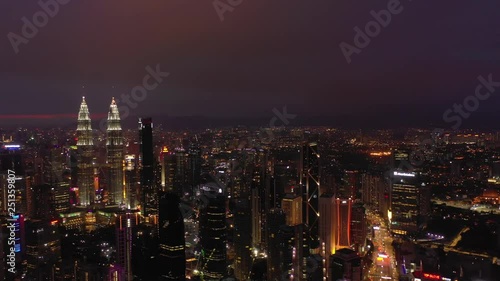 Wallpaper Mural night illumination kuala lumpur downtown famous towers aerial panorama timelapse 4k malaysia Torontodigital.ca