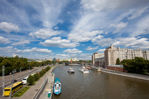 river and Moscow Kremlin at summer day, Russia