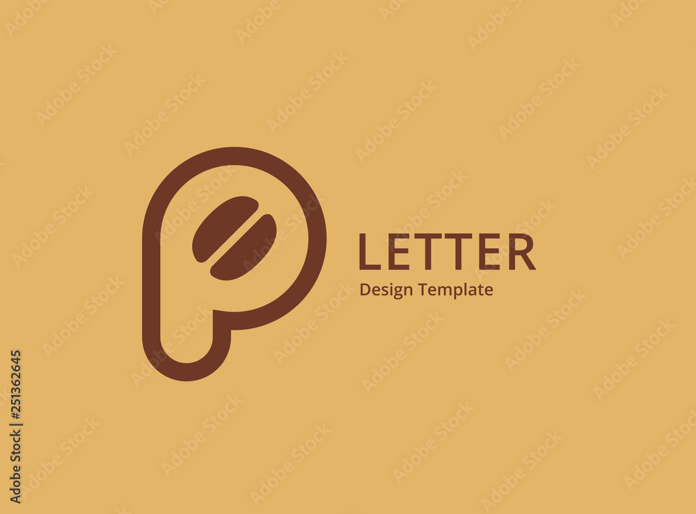 Letter P logo coffee icon design template elements Letter P logo coffee icon design template elements