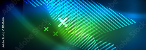Neon glowing techno lines, hi-tech futuristic abstract background template with lines