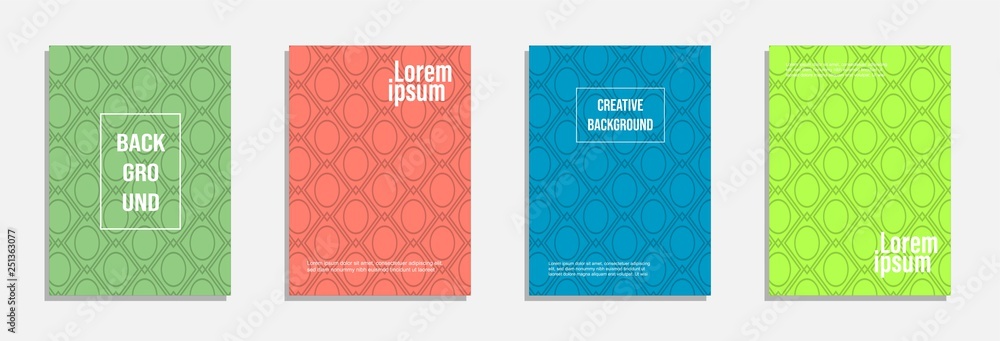 Naklejka premium Colorful and modern cover design. Set of geometric pattern background