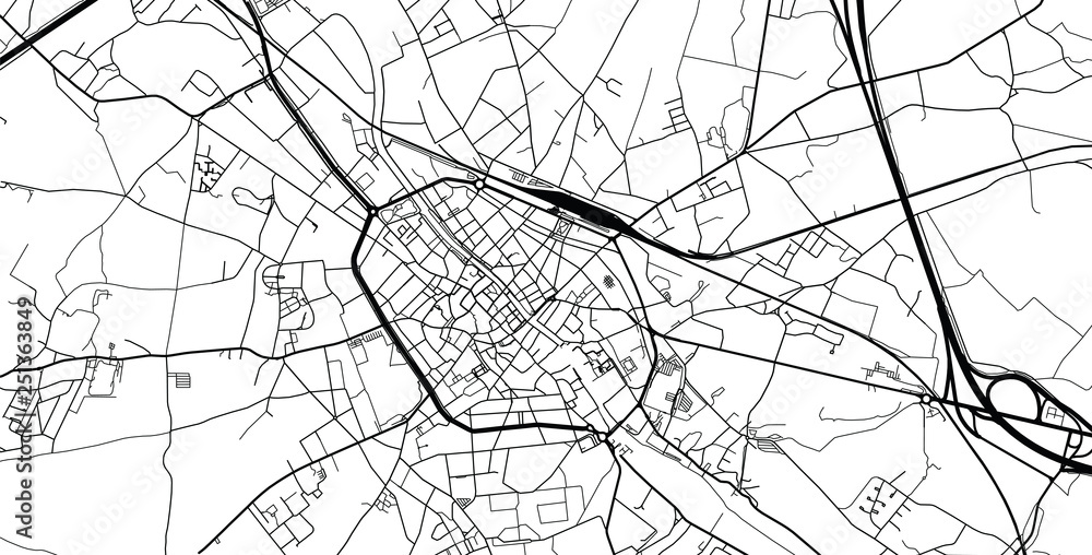 Urban vector city map of Tournai, Belgium