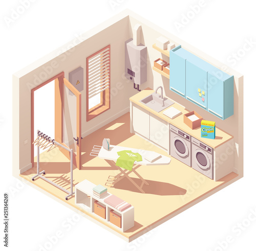 Vector isometric laundry room