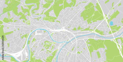 Urban vector city map of Namur, Belgium