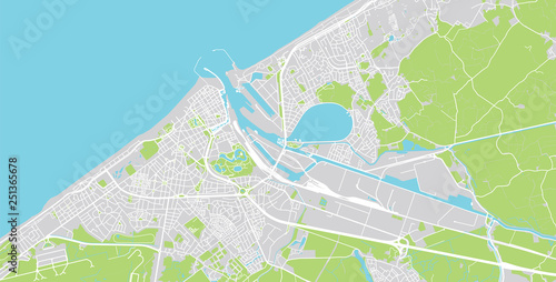 Urban vector city map of Ostend, Belgium