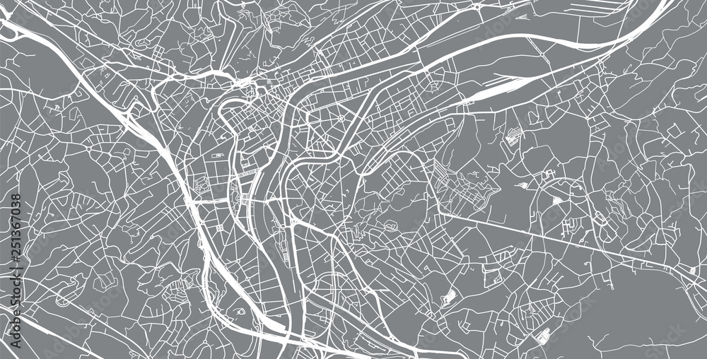 Urban vector city map of Liege, Belgium