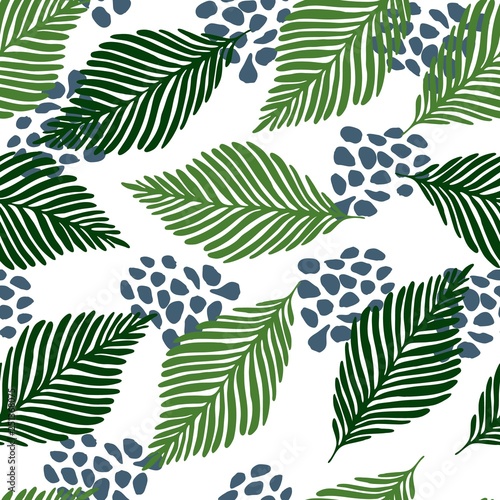 Abstract exotic jungle plants texture vector wallpaper.