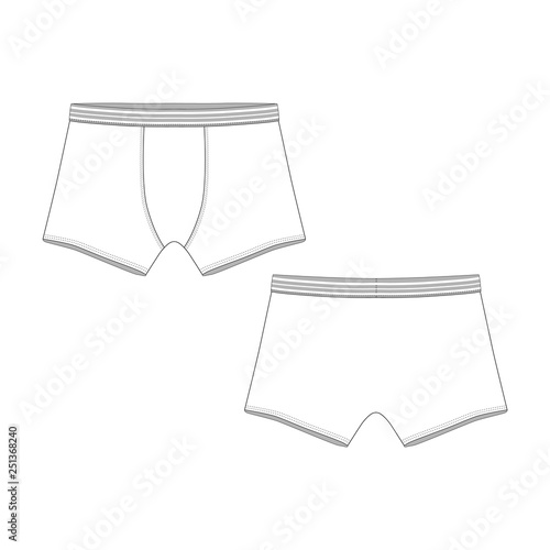 man underwear. Technical sketch boxer shorts isolated