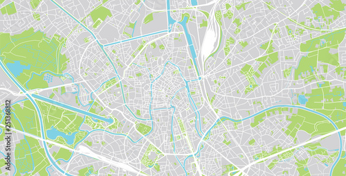 Urban vector city map of Ghent, Belgium