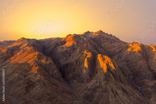 Amazing Sunrise at Sinai Mountain, Beautiful dawn in Egypt, Beautiful view from the mountain 