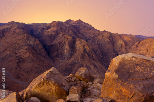 Amazing Sunrise at Sinai Mountain  Beautiful dawn in Egypt  Beautiful view from the mountain 