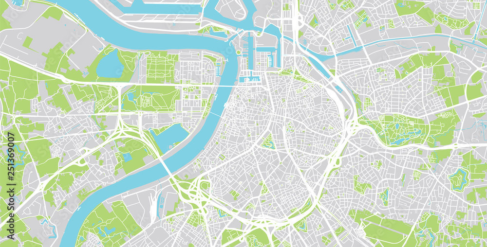 Urban vector city map of Antwerp, Belgium Urban vector city map of Antwerp, Belgium
