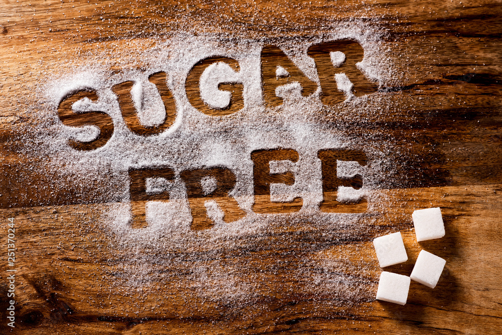 Fotografie text sugar free written with sugar